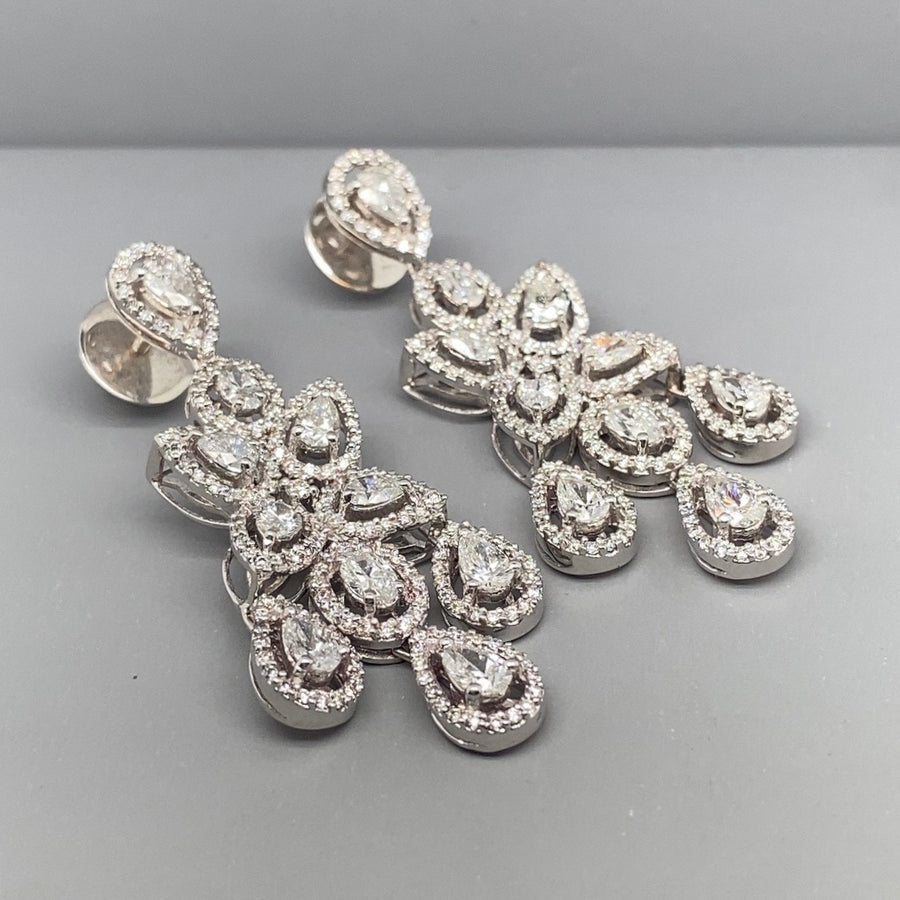18ct White Gold Diamond Drop Earrings (c. 4.70ct)