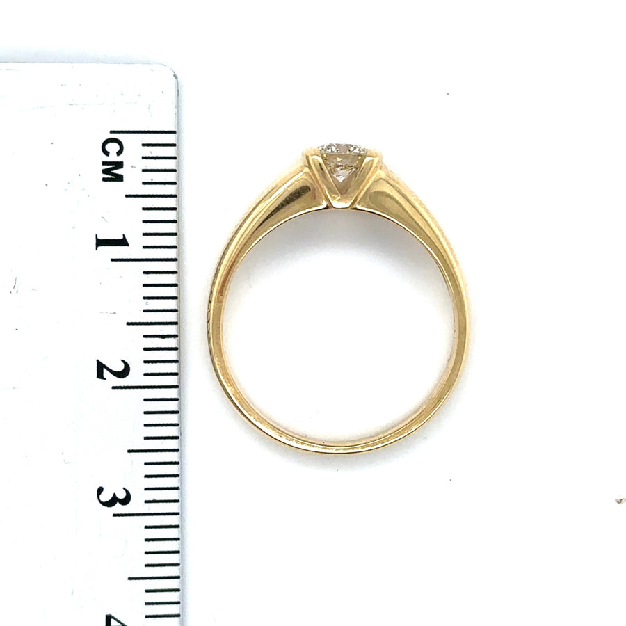 18ct Yellow Gold Single Stone Diamond Ring (c. 0.33ct) - Size P