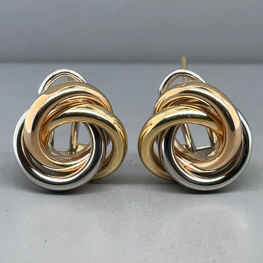 18ct Bi-Colour Large Knot Stud Earrings