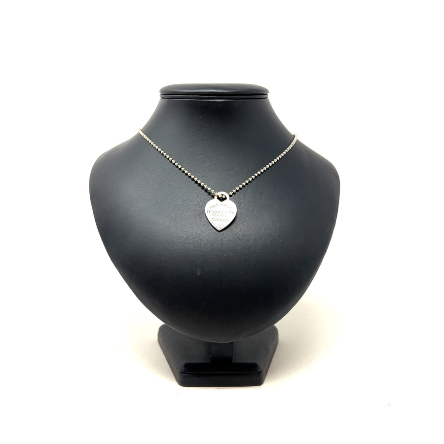 Sterling Silver Tiffany and Co Heart and Bead Chain (36")