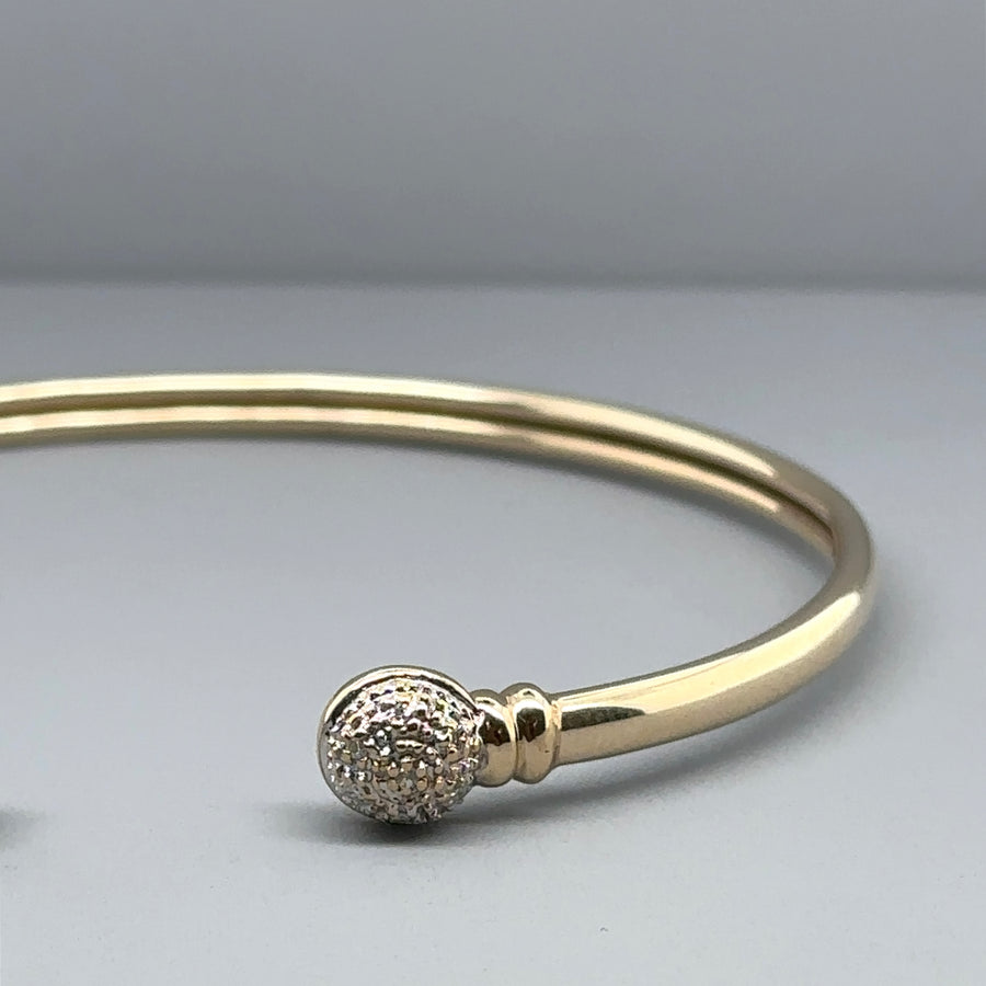 9ct Yellow Gold Diamond Set Torque Bangle