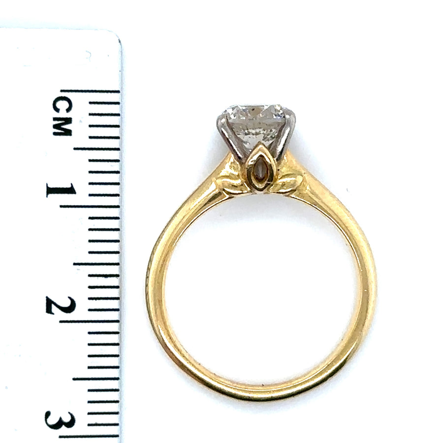 18ct Yellow Gold Single Stone Diamond Ring (c. 1.10ct) - Size L 1/2