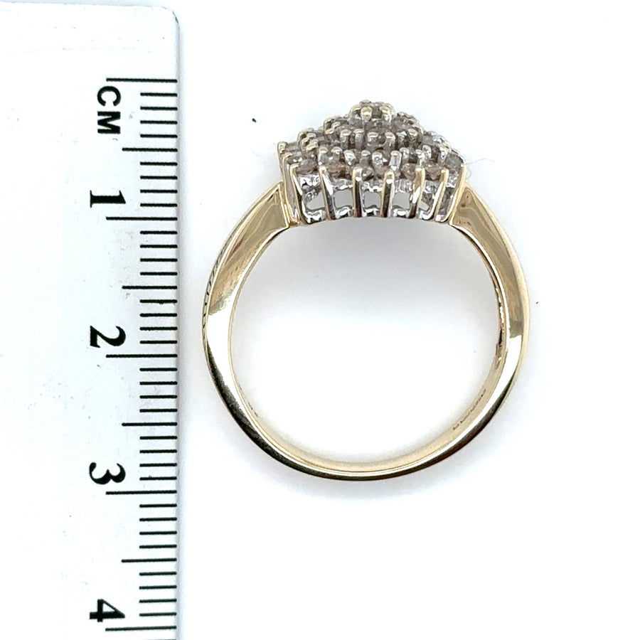 9ct Yellow Gold Diamond Cluster Ring (c. 0.70 - 0.75ct) - Size T 1/2