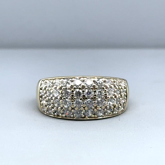 9ct Yellow Gold Cubic Zirconia Dome Style Ring - Size O