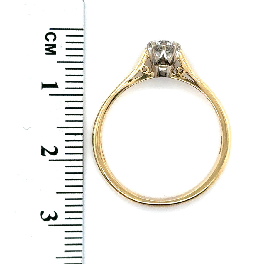 18ct Yellow Gold Single Stone Diamond Ring (c. 0.25 - 0.30ct) - Size Q