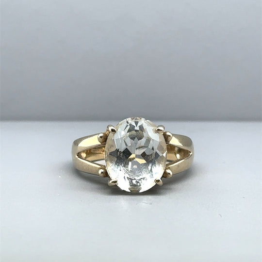 9ct Yellow Gold Single Stone Cubic Zirconia Ring - Size N