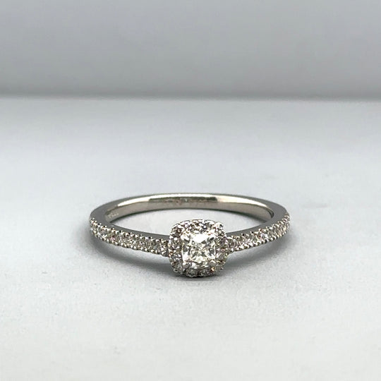 18ct White Gold Diamond Ring (c. 0.35 - 0.40ct) - Size O 1/2