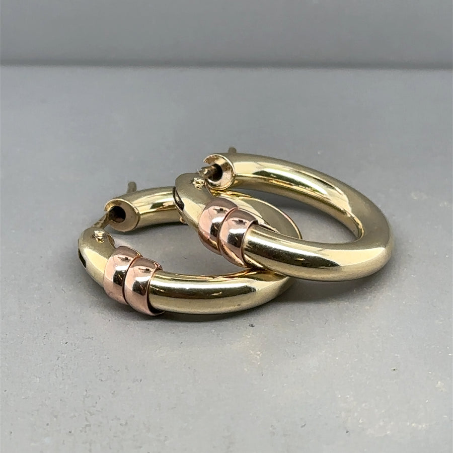 9ct Bi-Colour Hoop Earrings