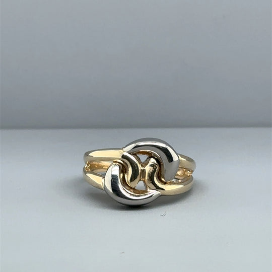 9ct Bi-Colour Knot Style Ring - Size O 1/2