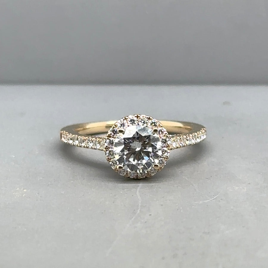 9ct Yellow Gold Lab Grown Diamond Halo Ring (c. 1.50ct) - Size N - NEW!
