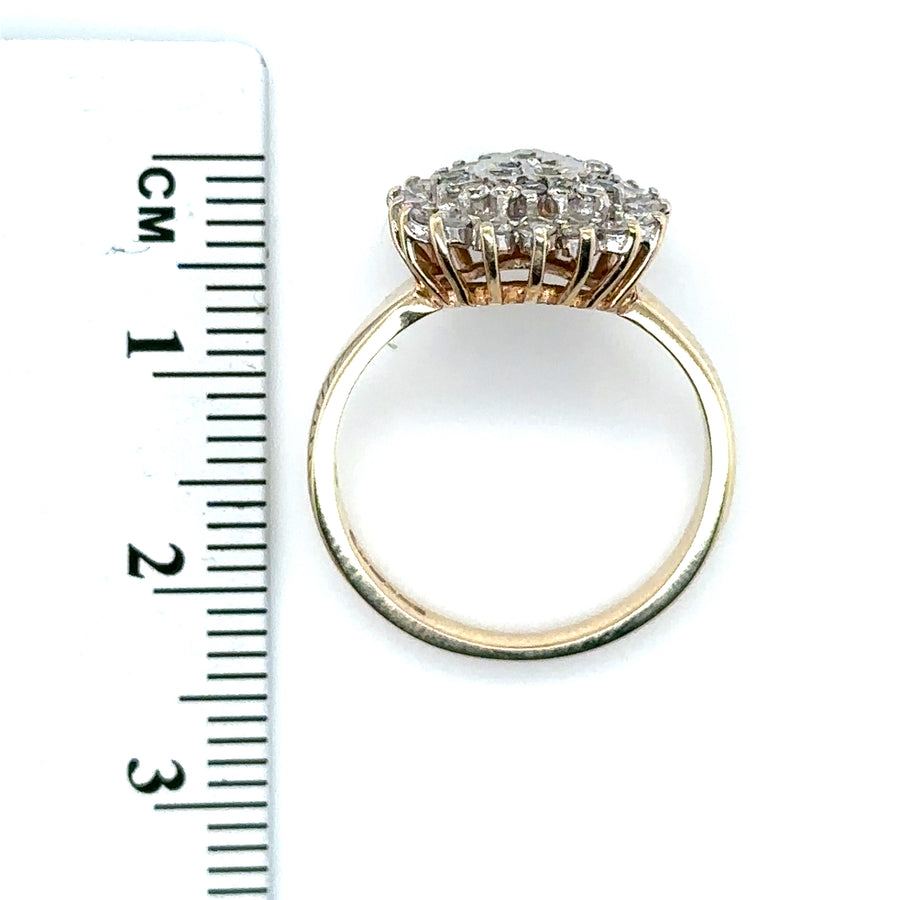 9ct Yellow Gold Diamond Cluster Ring (c. 0.50ct) - Size M