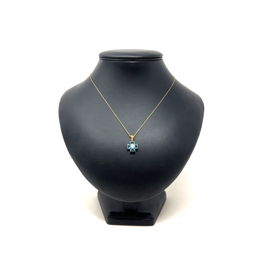 14ct Yellow Gold Topaz and Diamond Pendant and Chain (20")