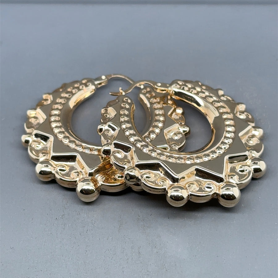 9ct Yellow Gold Large Creoles Hoop Earrings