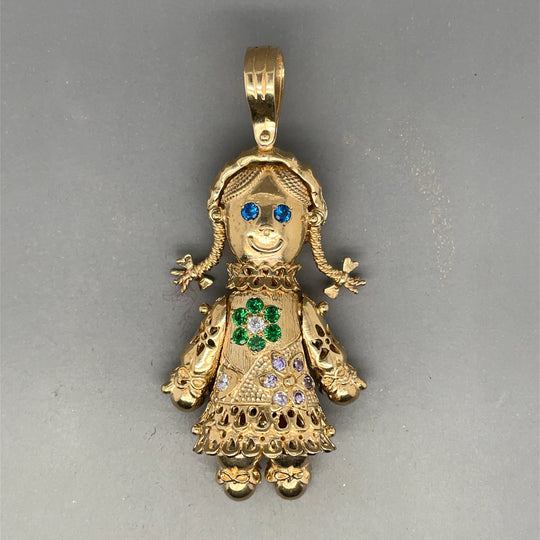 9ct Yellow Gold Cubic Zirconia Dolly Pendant