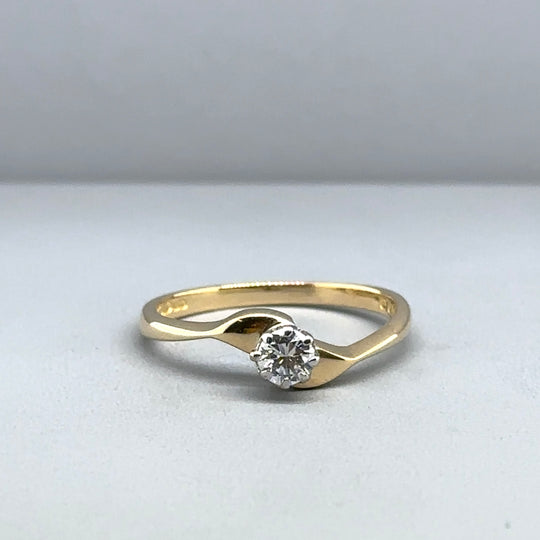 18ct Yellow Gold Single Stone Diamond Ring (c. 0.25 - 0.30ct) - Size L