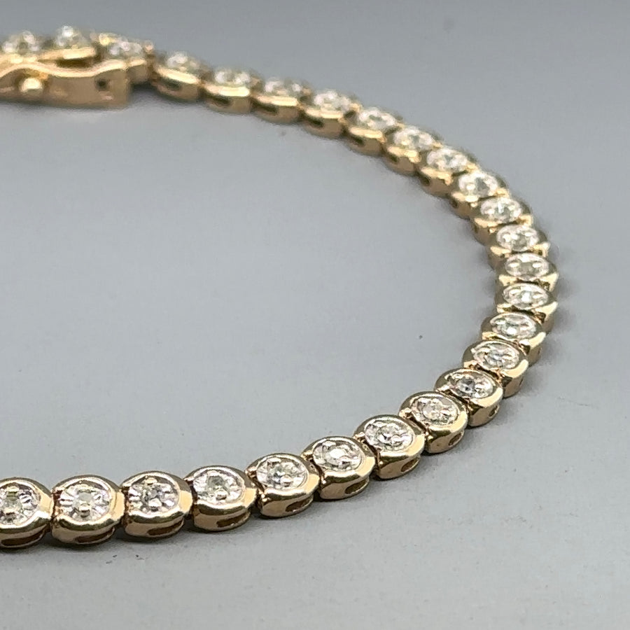 9ct Yellow Gold Diamond Set Bracelet (c. 0.48ct)
