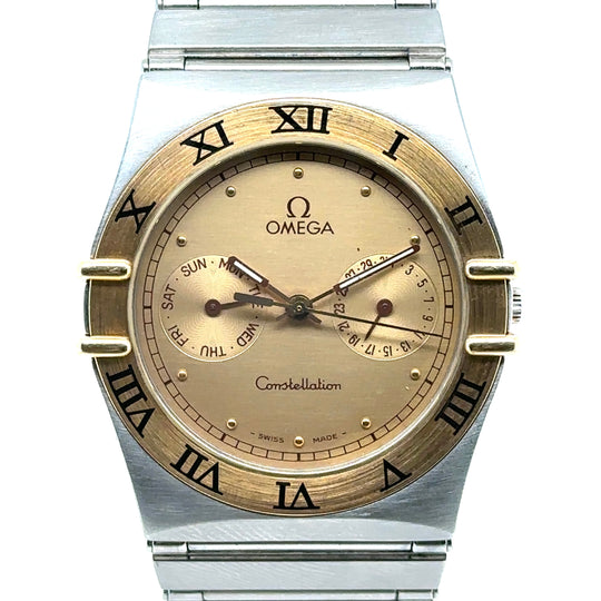 Pre-Owned 18ct Yellow Gold and Stainless Steel Bi-Colour Constellation Omega Watch (Midi)