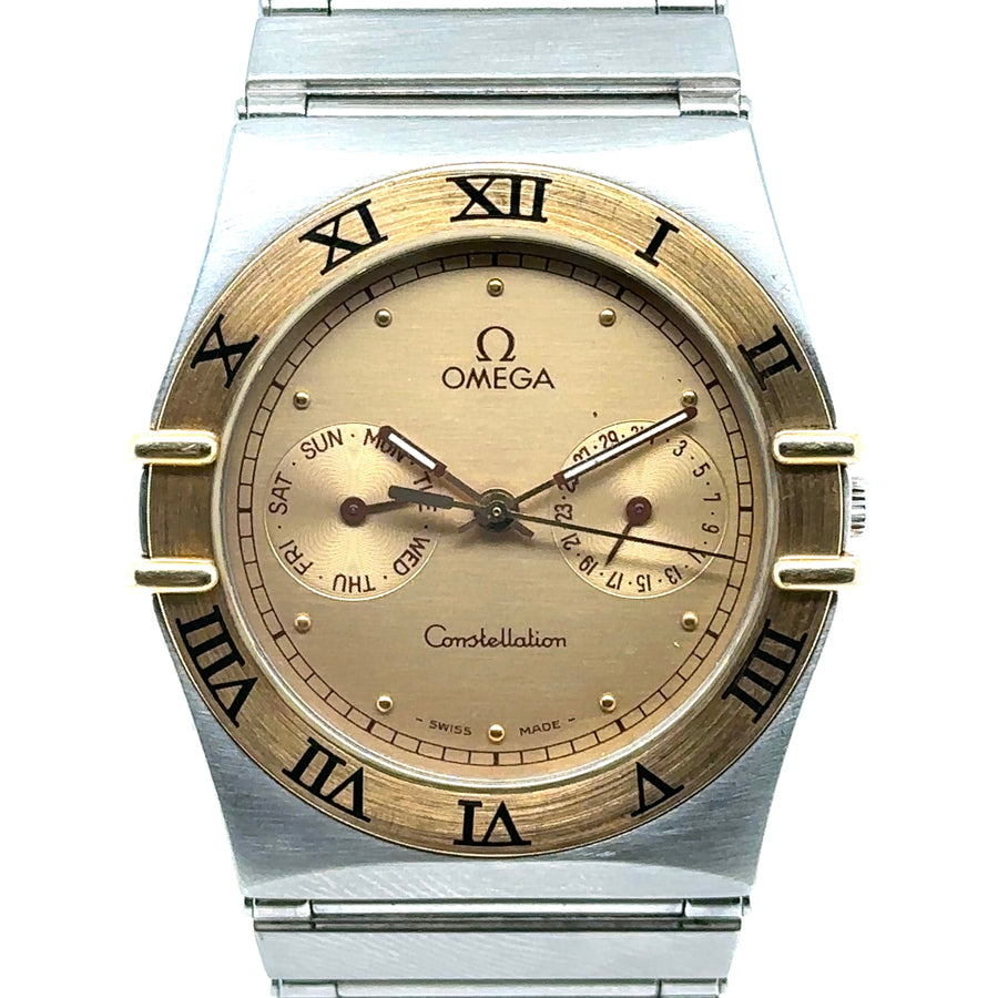 Pre-Owned 18ct Yellow Gold and Stainless Steel Bi-Colour Constellation Omega Watch (Midi)
