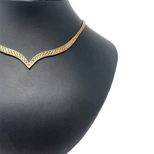 9ct Tri-Colour Necklet (14")