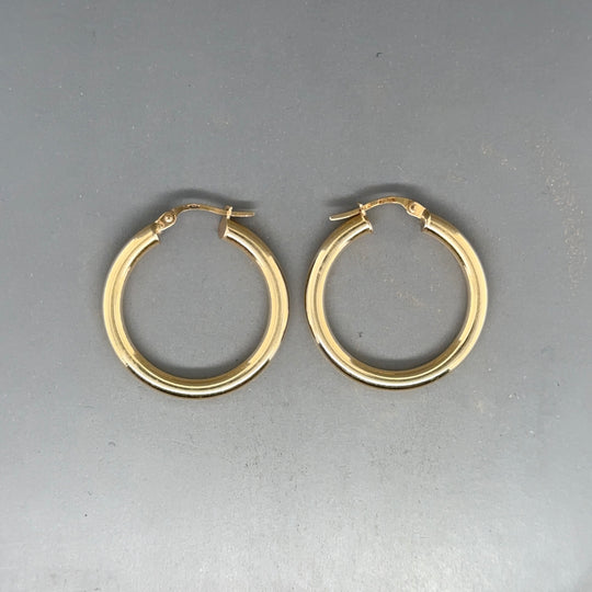 9ct Yellow Gold Plain Hoop Earrings