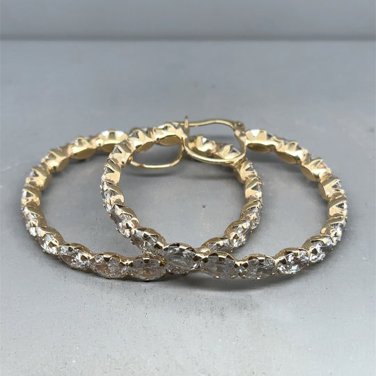 9ct Yellow Gold Cubic Zirconia Hoop Earrings