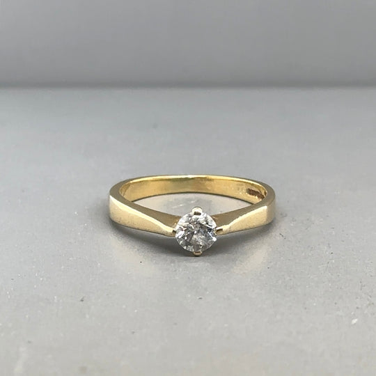 18ct Yellow Gold Single Stone Diamond Ring (c. 0.40ct) - Size K