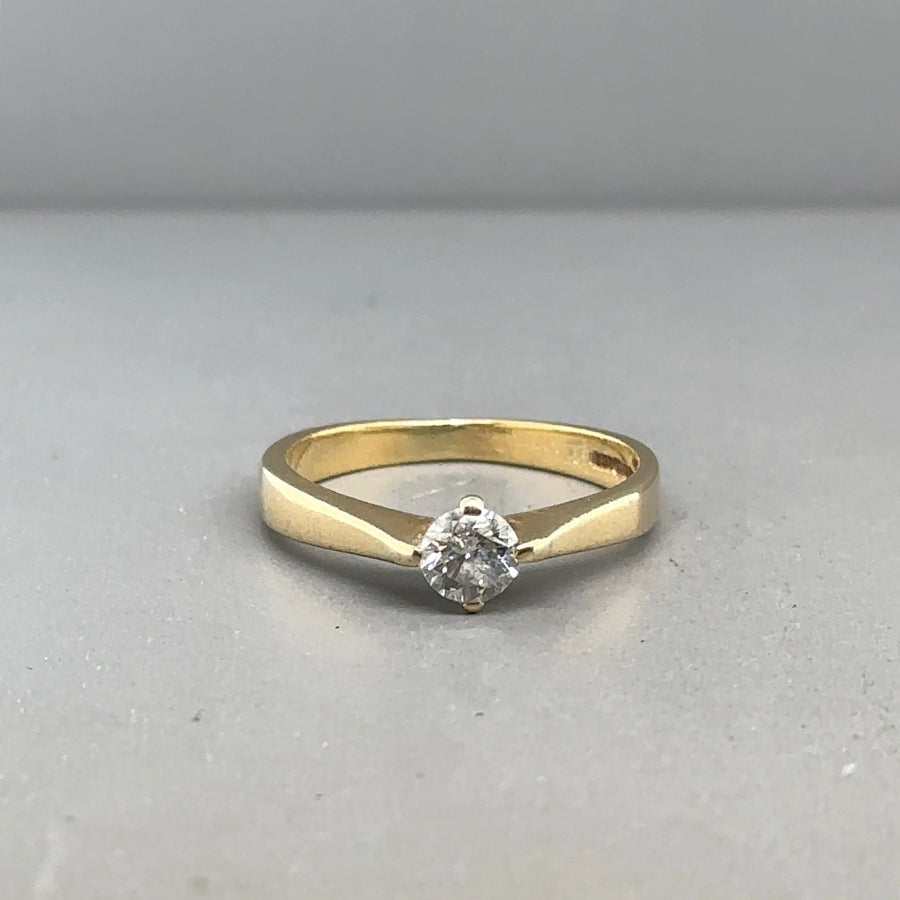 18ct Yellow Gold Single Stone Diamond Ring (c. 0.40ct) - Size K