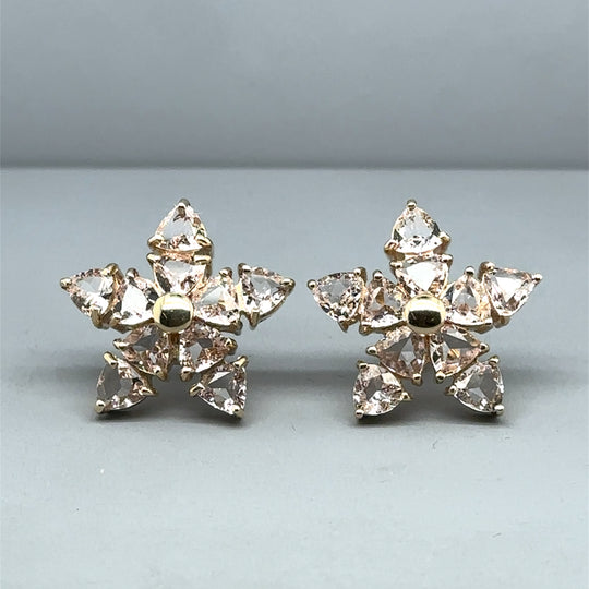 9ct Yellow Gold Cubic Zirconia Cluster Earrings
