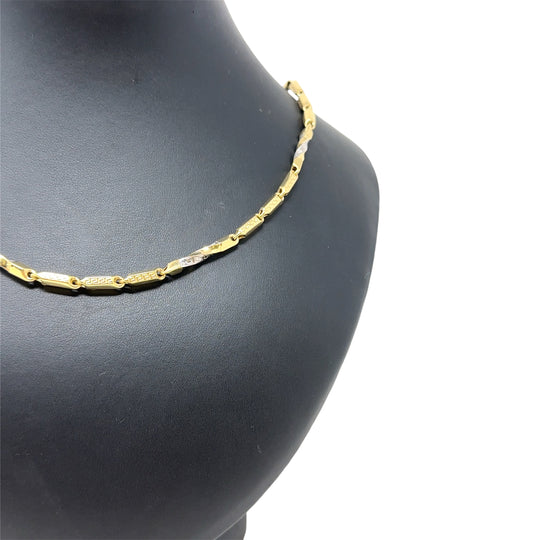 14ct Bi-Colour Greek Key Twist Necklace (24") NEW!