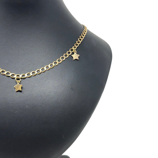 9ct Yellow Gold Curb Chain with Star Charms  (18”)