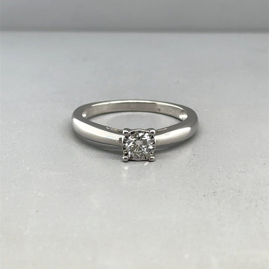 9ct White Gold Single Stone Diamond Ring (c. 0.25ct) - Size K 1/2
