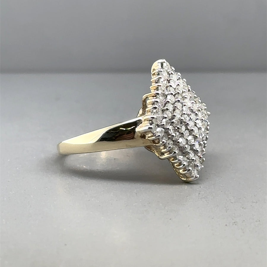 9ct Yellow Gold Diamond Ring (c. 1.00ct) - Size N 1/2