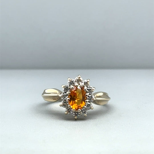 9ct Yellow Gold Cubic Zirconia Ring - Size N