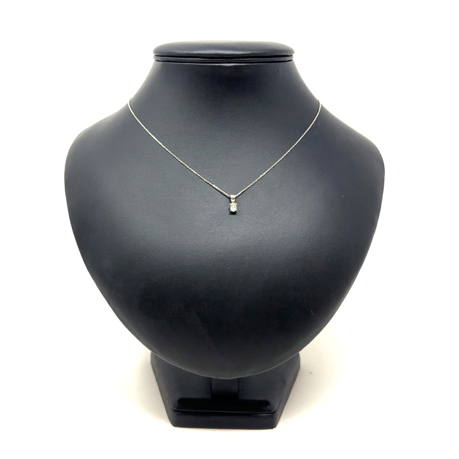 14ct White Gold Single Stone Diamond Pendant and Chain (c. 0.25ct) (17")