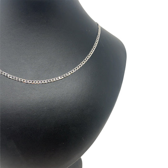 9ct White Gold Curb Chain (22")