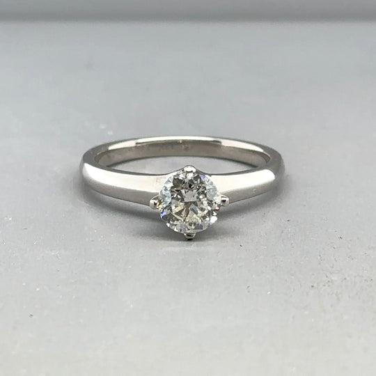 18ct White Gold Single Stone Diamond Ring (c. 0.65ct) - Size J 1/2