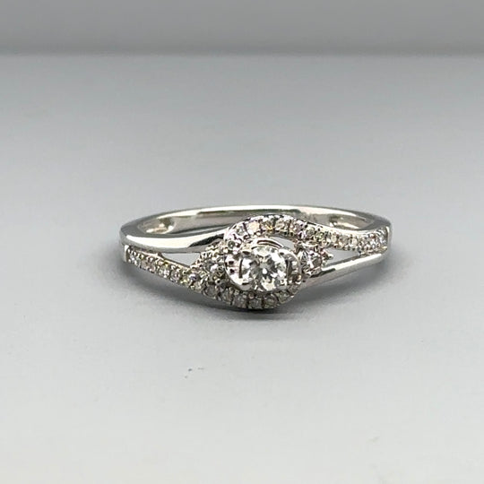 9ct White Gold Diamond Ring (c. 0.20ct) - Size L 1/2