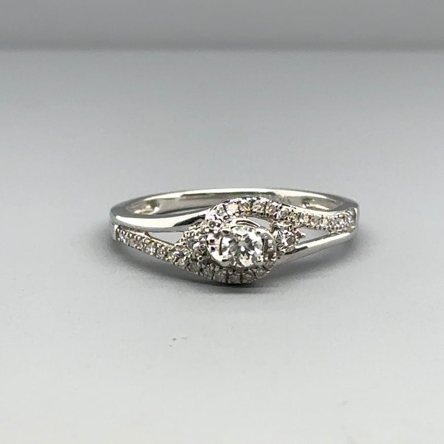9ct White Gold Diamond Ring (c. 0.20ct) - Size L 1/2
