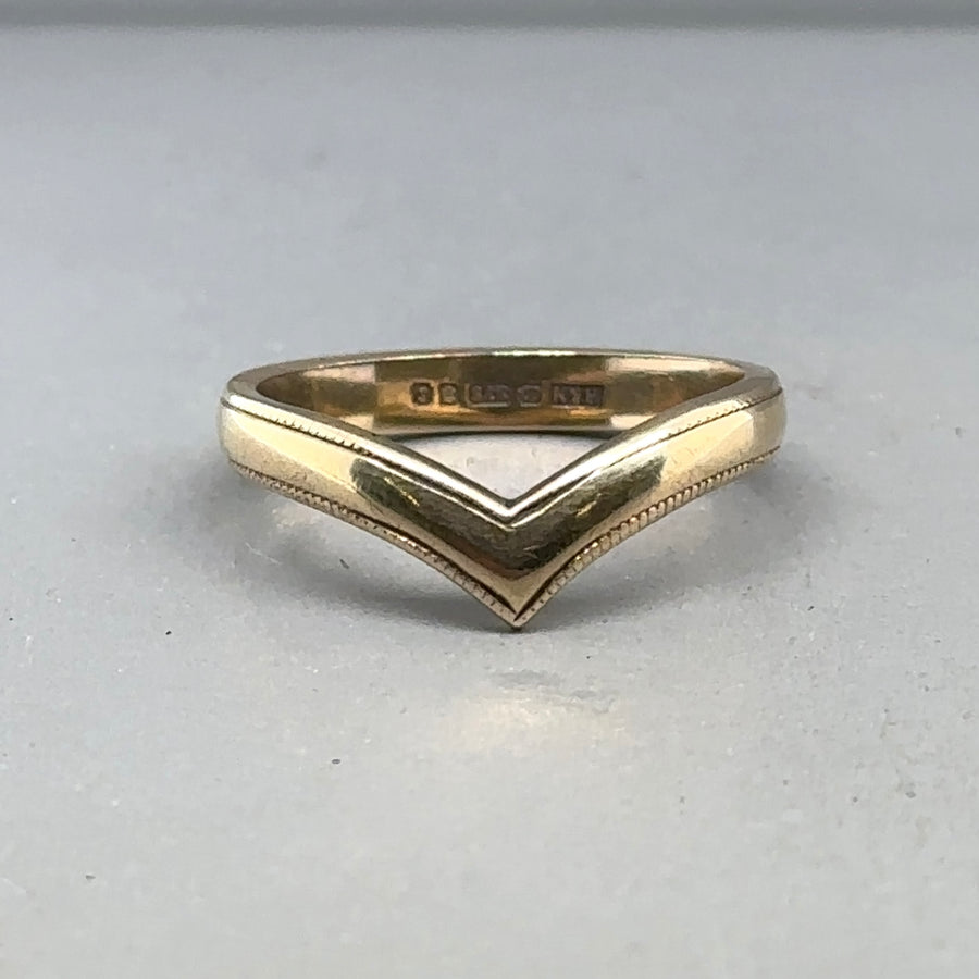 9ct Yellow Gold Chevron Ring - Size K