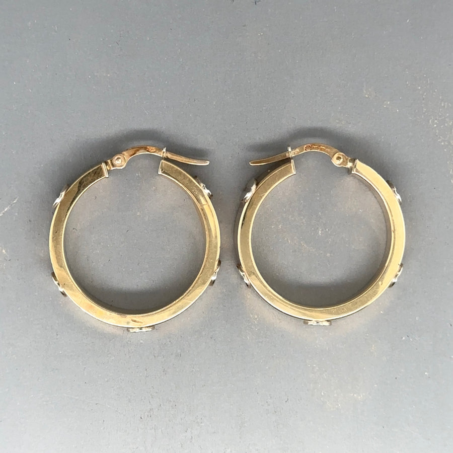 9ct Bi-Colour Screw Hoop Earrings