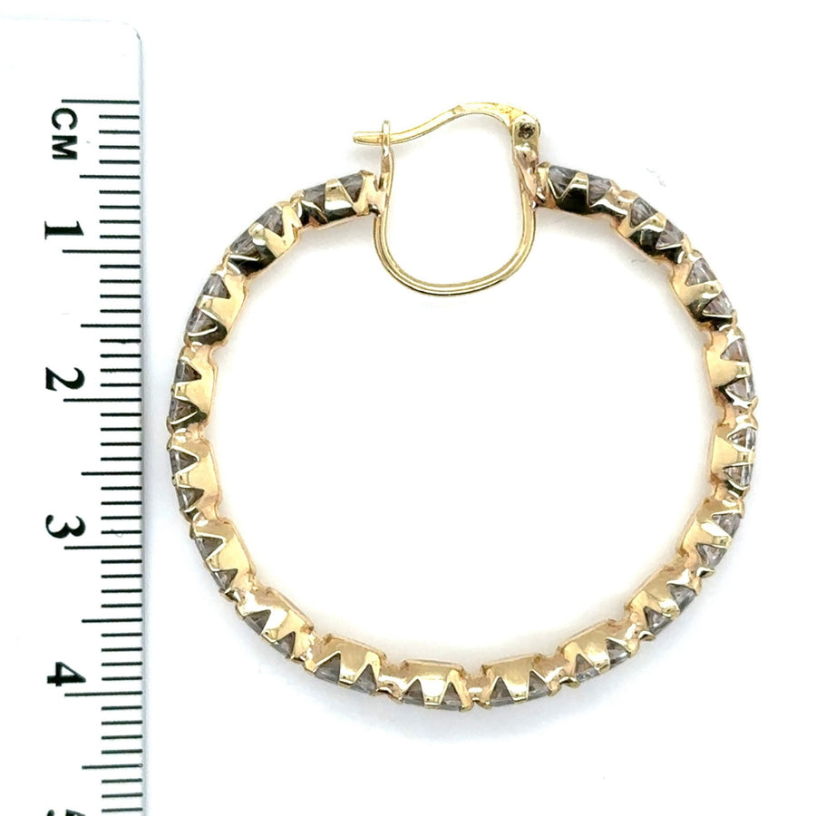 9ct Yellow Gold Cubic Zirconia Hoop Earrings