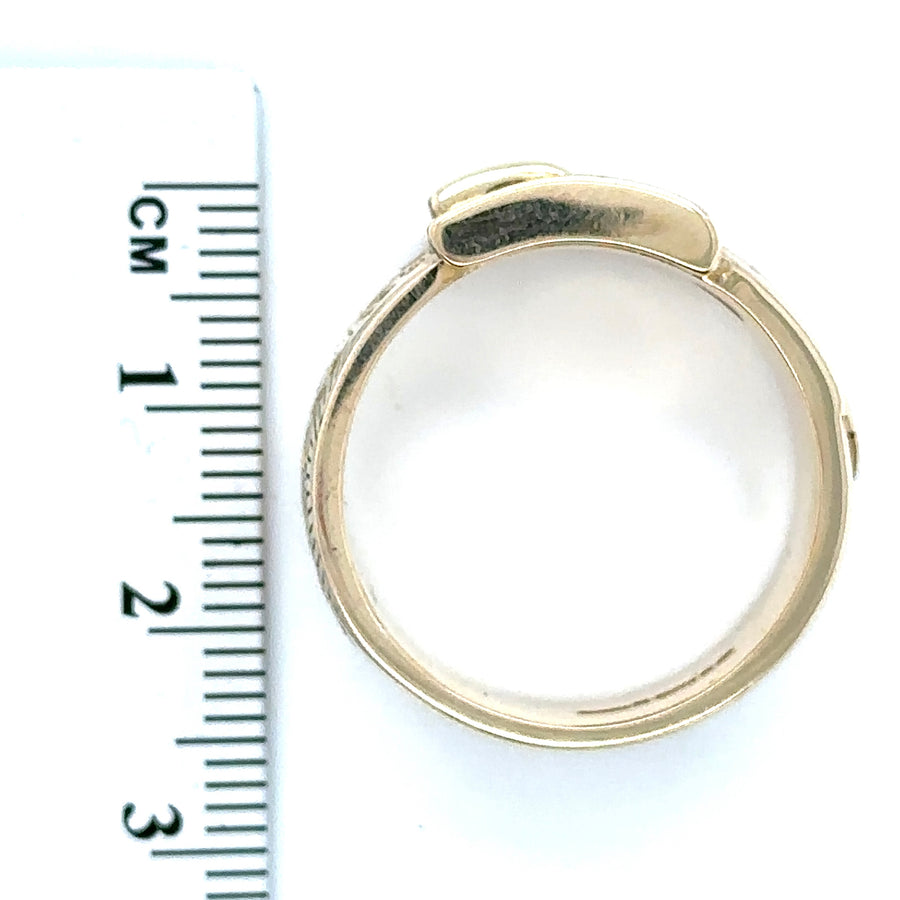 9ct Yellow Gold Buckle Ring - Size V