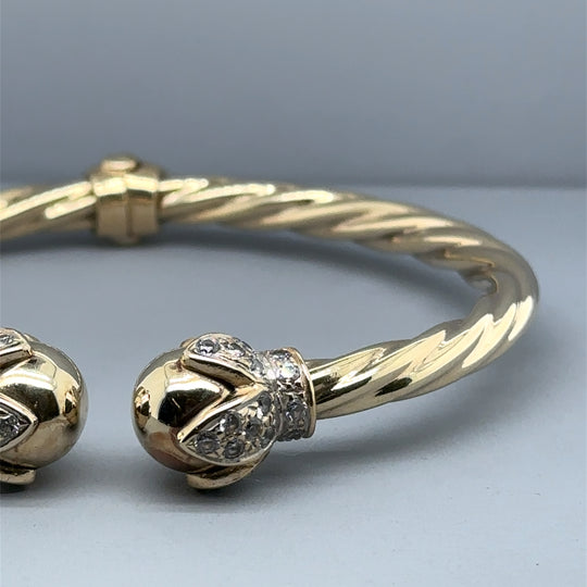 9ct Yellow Gold Cubic Zirconia Torque Bangle