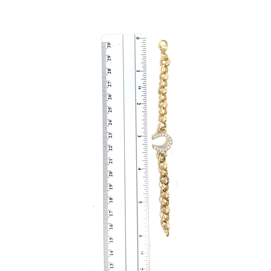 9ct Yellow Gold Cubic Zirconia Horseshoe Childrens Bracelet