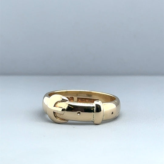 9ct Yellow Gold Buckle Ring - Size O
