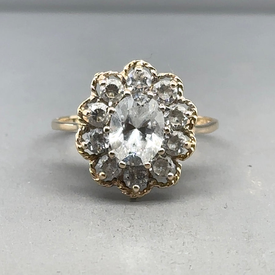 14ct Yellow Gold Cubic Zirconia Fancy Ring - Size R