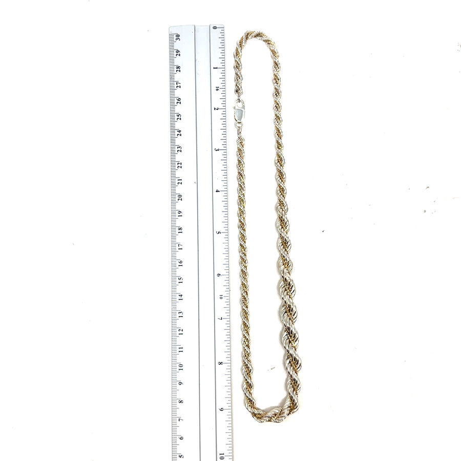 Sterling Silver Bi-Colour Twist Chain (18")
