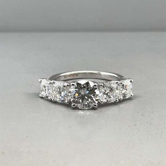 18ct White Gold Five Stone Lab Grown Diamond Ring (c. 3.96ct) - Size L NEW!