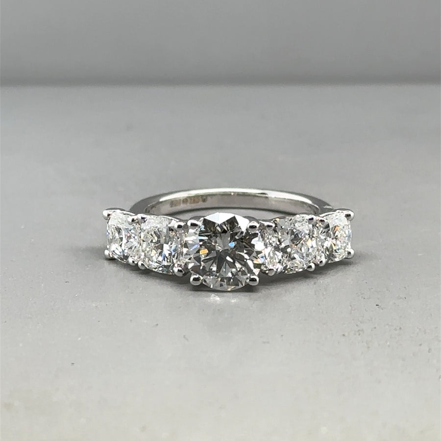 18ct White Gold Five Stone Lab Grown Diamond Ring (c. 3.96ct) - Size L NEW!