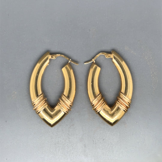 9ct Yellow Gold Pointed Hoop Earrings